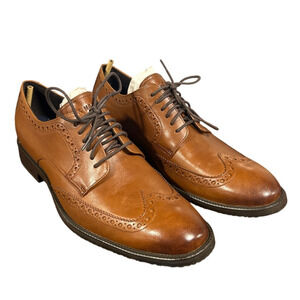 New W Box Cole Haan Men Size 9.5 British Tan Leather Wing Oxford Grand 360 Shoes